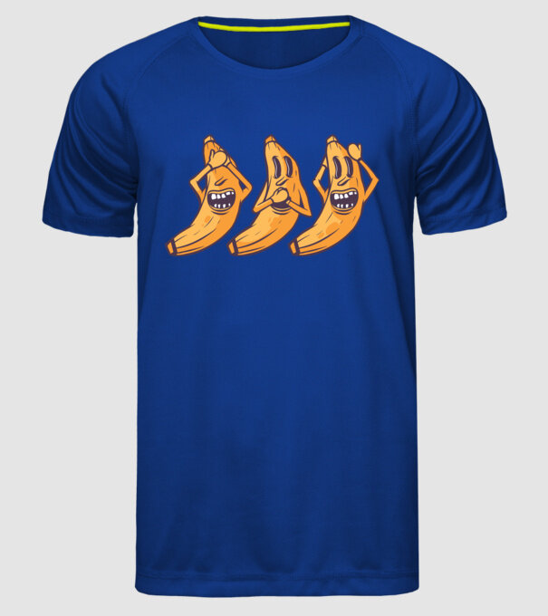 Banane amuzante - Nu vede, nu vorbește, nu aude model albastru regal pe tricou