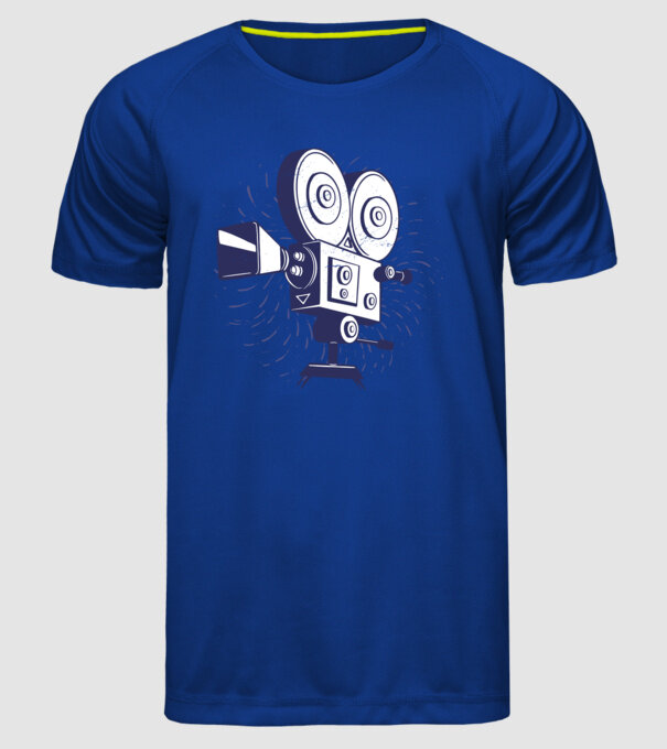 Camera video retro Vintage model albastru regal pe tricou