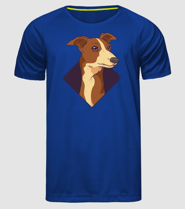 Cap câine Whippet model albastru regal pe tricou