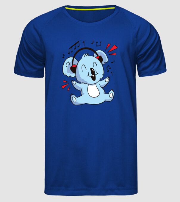 Koala iubitor de muzică model albastru regal pe tricou