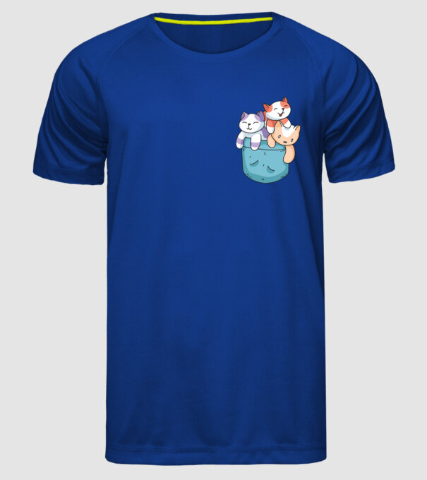 Pisicuțe cu Buzunar model albastru regal pe tricou
