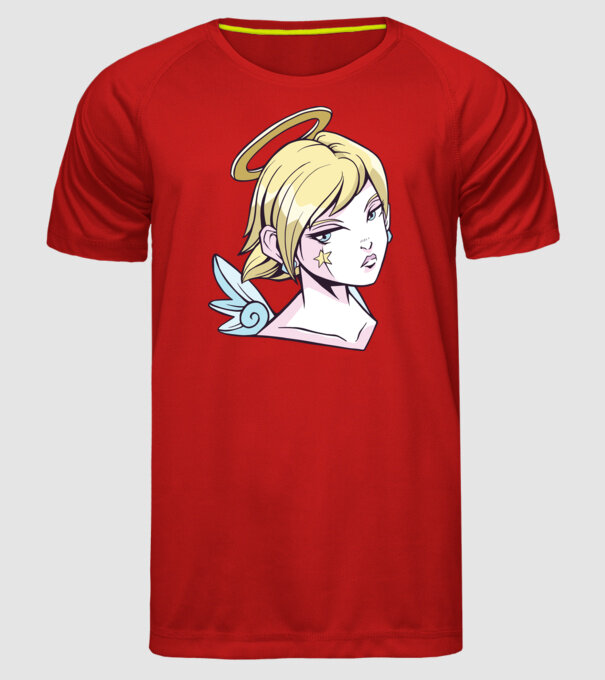 Anime Fată angelică model roșu pe tricou