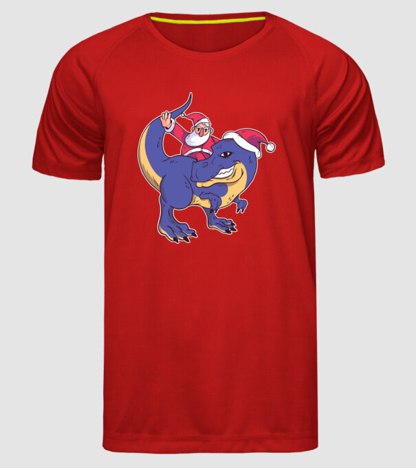 Santasaurus Moș Crăciun pe dinozaur model roșu pe tricou