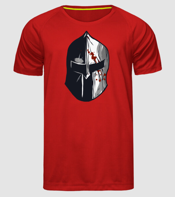 Cască războinic Sparta model roșu pe tricou