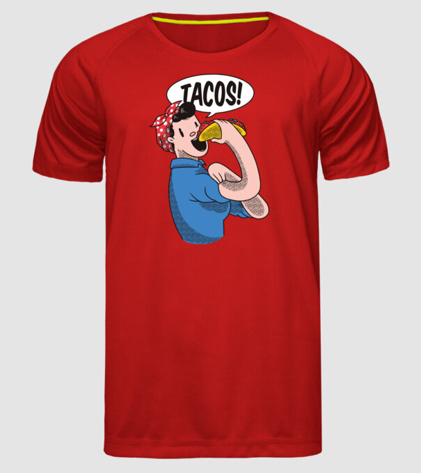 Tacos feminism model roșu pe tricou