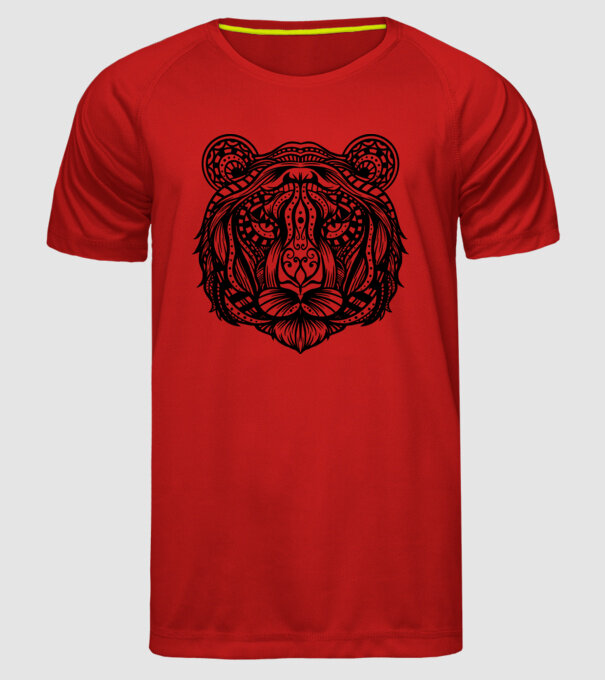 Tigru Mandala model roșu pe tricou