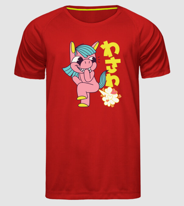 Bășică Unicorn model roșu pe tricou