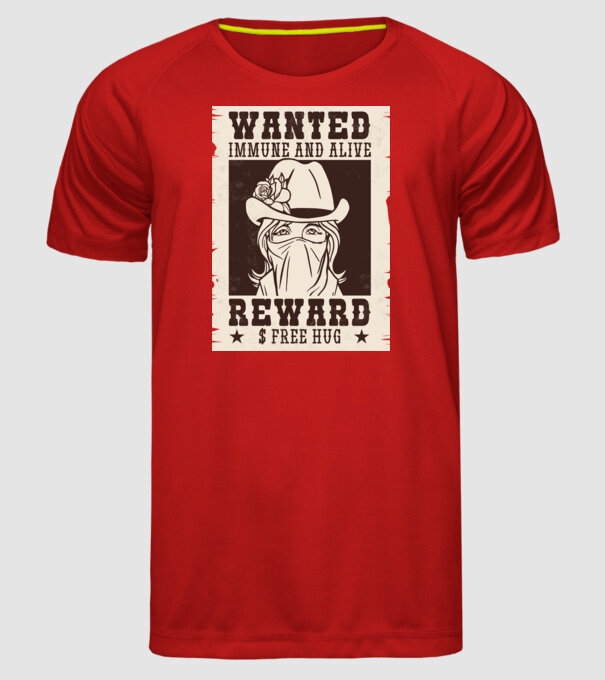 Afiș Wanted - Îmbrățișări gratuite model roșu pe tricou