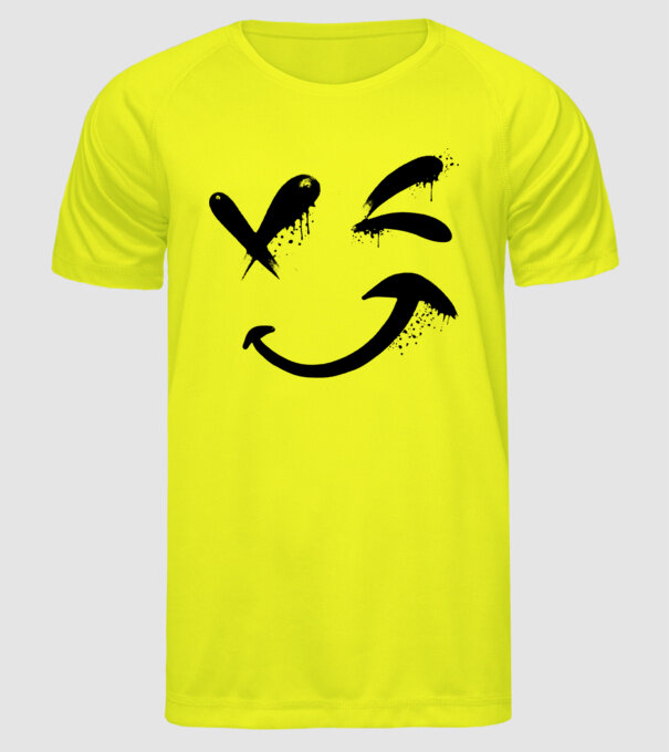 Emoji fericit Râs model galben neon pe tricou
