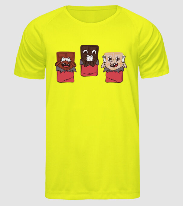 Trio de ciocolată model galben neon pe tricou