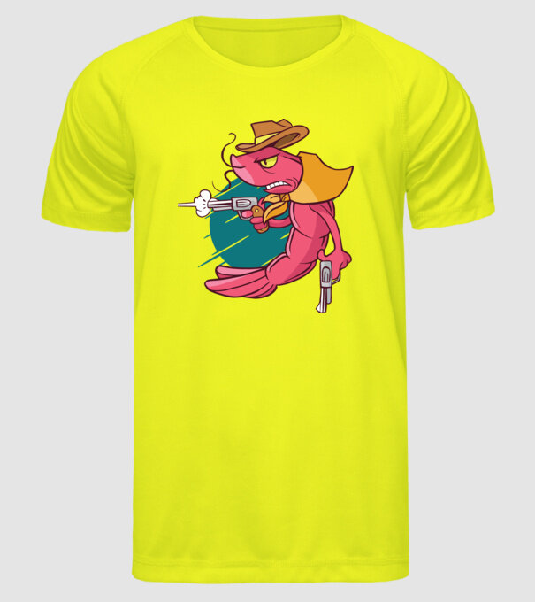 Rac înarmat model galben neon pe tricou