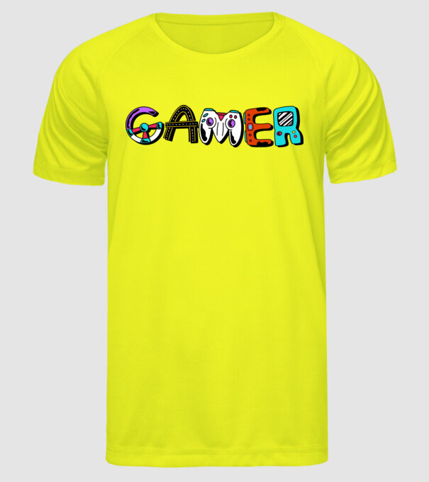 Inscripție Gamer model galben neon pe tricou