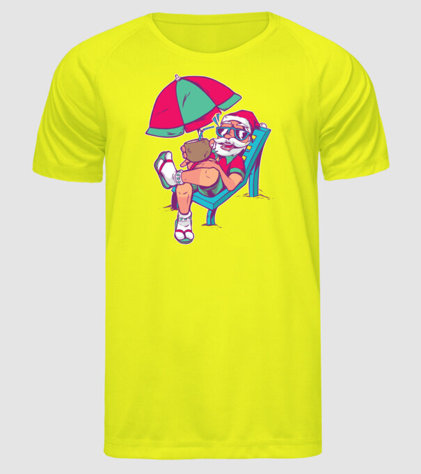 Moș Crăciun în Vacanță de vară tricou amuzant Crăciun model galben neon pe tricou