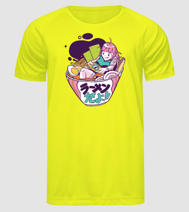 Ramen Anime Gamer fată model galben neon pe tricou