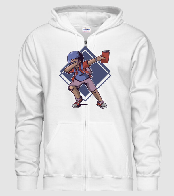 Student afro model alb pe tricou