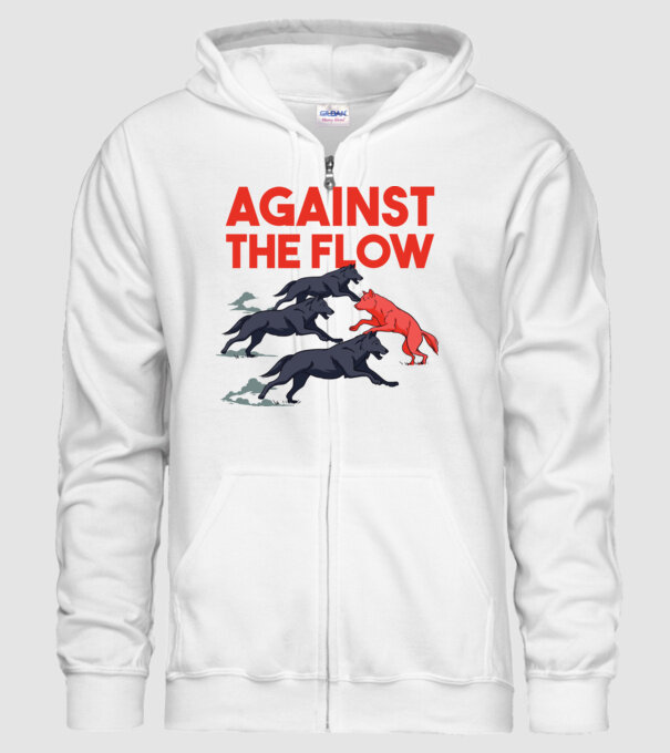 Against the flow - Împotriva curentului model alb pe tricou