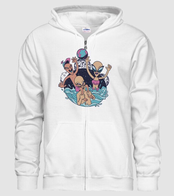 Alien Familie ștrand model alb pe tricou