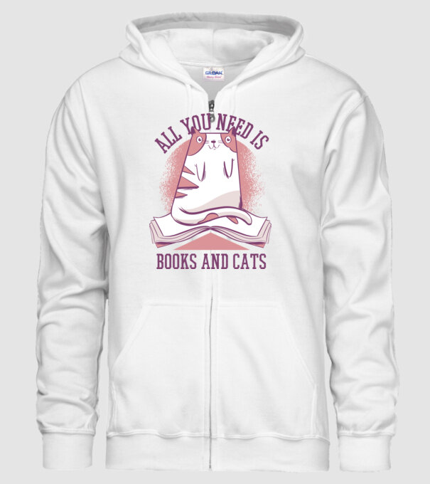 All You Need Is Books And Cats model alb pe tricou