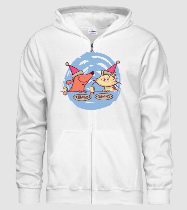 Petrecere de Crăciun animale model alb pe tricou