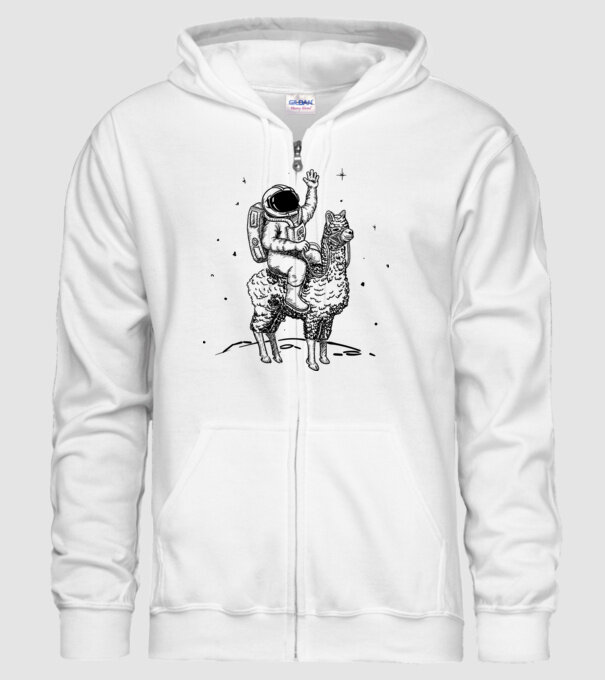 Alpaca Astronaut model alb pe tricou