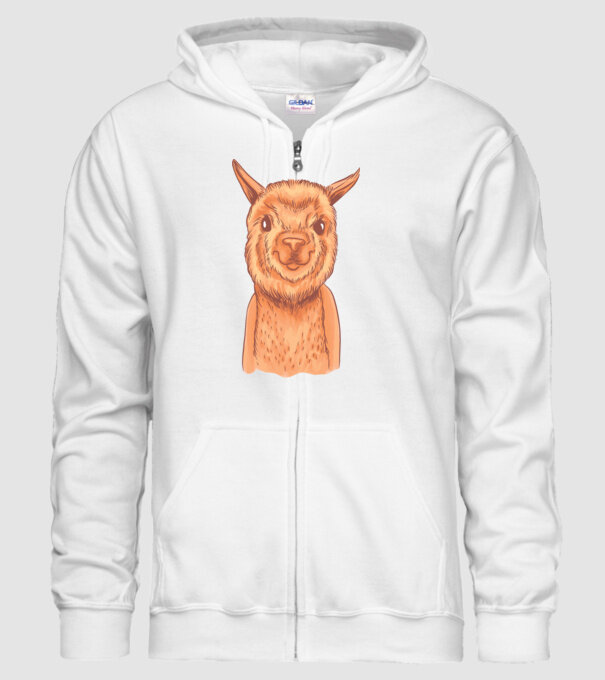 Cap de Alpaca model alb pe tricou