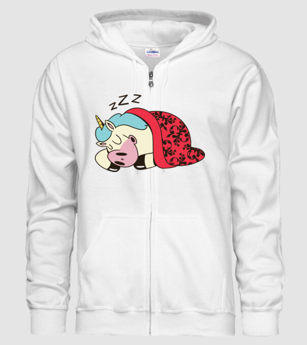 Unicorn adormit model alb pe tricou