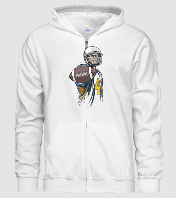 Jucător de fotbal American model alb pe tricou
