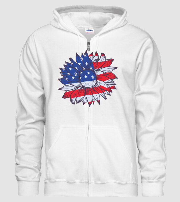 Floarea-soarelui americană Usa Sunflower model alb pe tricou