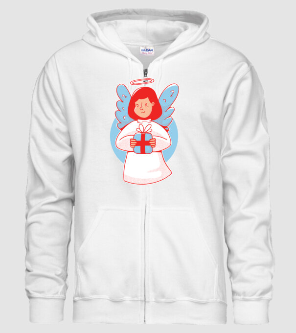 Înger cu un cadou model alb pe tricou