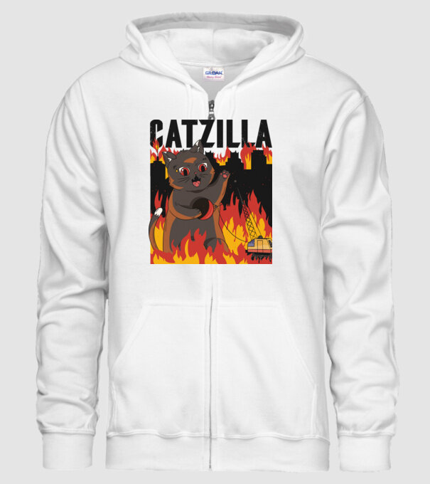 Anime Catzilla model alb pe tricou