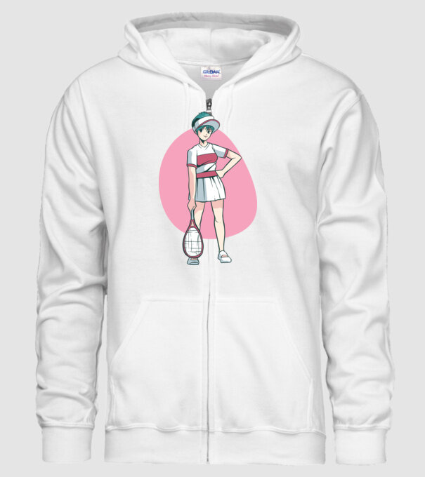Anime Jucător de tenis fată model alb pe tricou