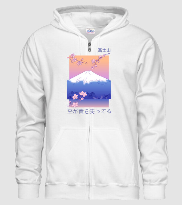 Anime Vaporwave munte model alb pe tricou