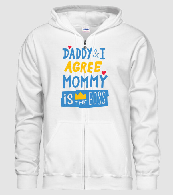 Mama e șefa model alb pe tricou