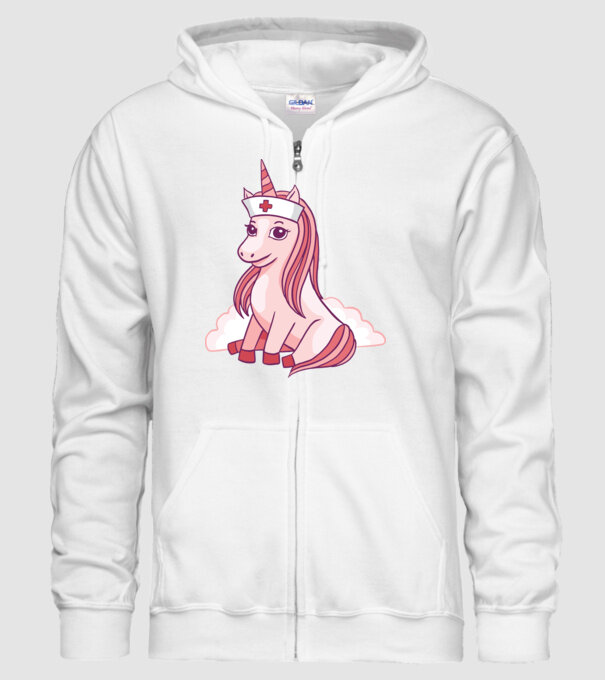 Îngrijitor unicorn model alb pe tricou