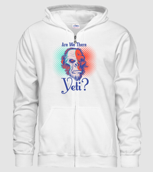 Are we there Yeti model alb pe tricou