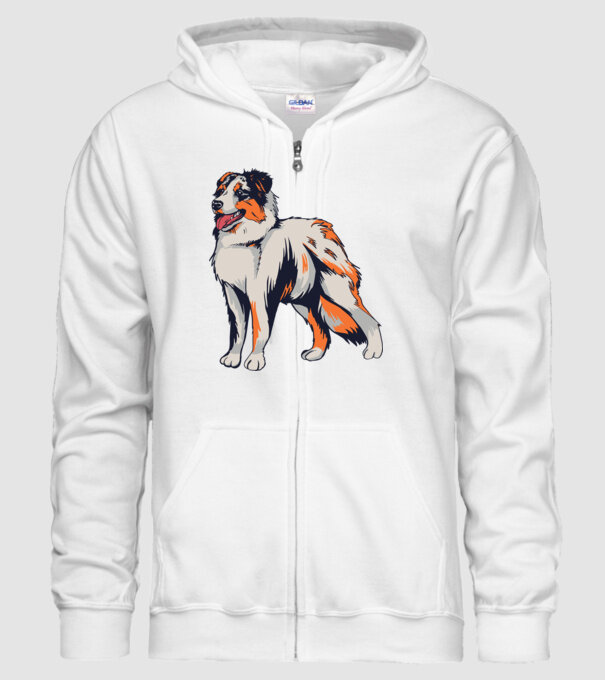Câine ciobănesc Australian model alb pe tricou