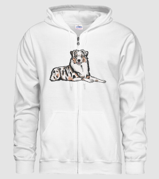 Câine ciobănesc Australian model alb pe tricou