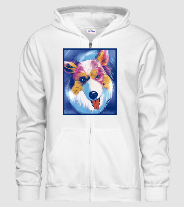 Câine ciobănesc australian model alb pe tricou