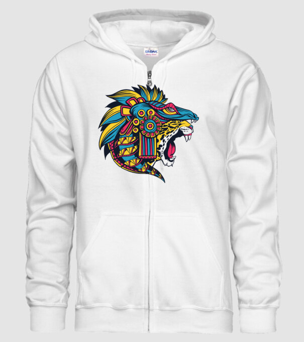 Aztec Jaguar model alb pe tricou