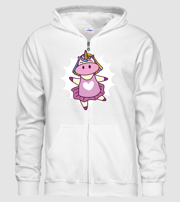 Unicorn dansator de balet model alb pe tricou