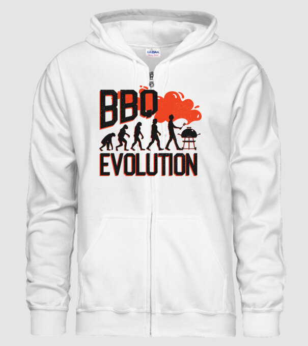 BBQ Evoluție Grătar model alb pe tricou