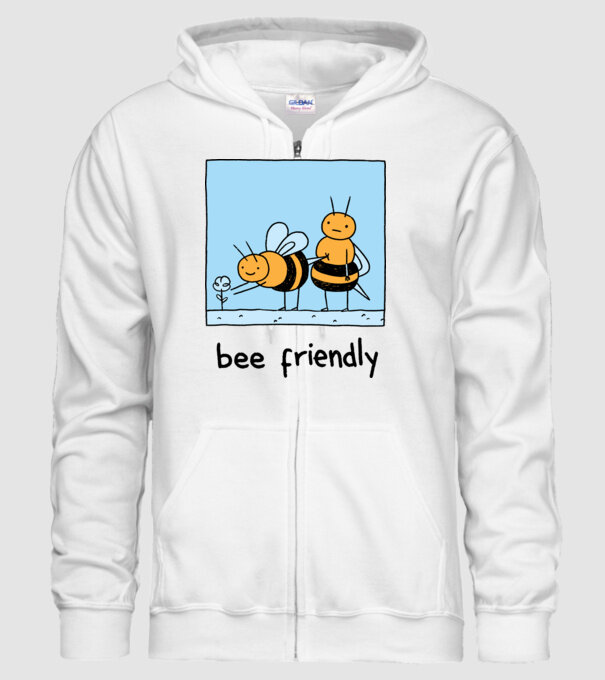 Bee friendly model alb pe tricou