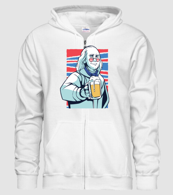 Benjamin Franklin Beer model alb pe tricou