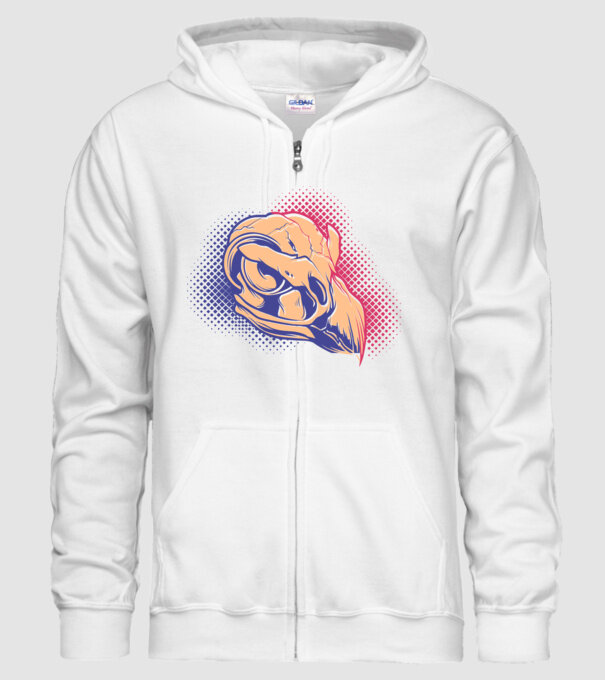 Bird skull model alb pe tricou