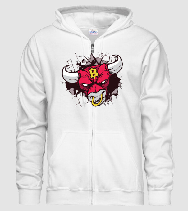 Taur Bitcoin model alb pe tricou