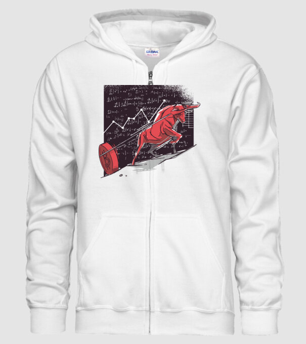 Taur Bitcoin model alb pe tricou
