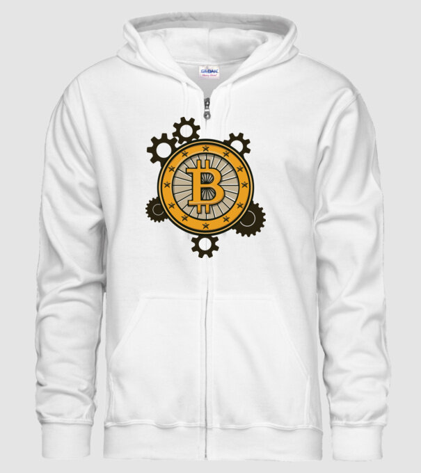 Mecanică Bitcoin model alb pe tricou