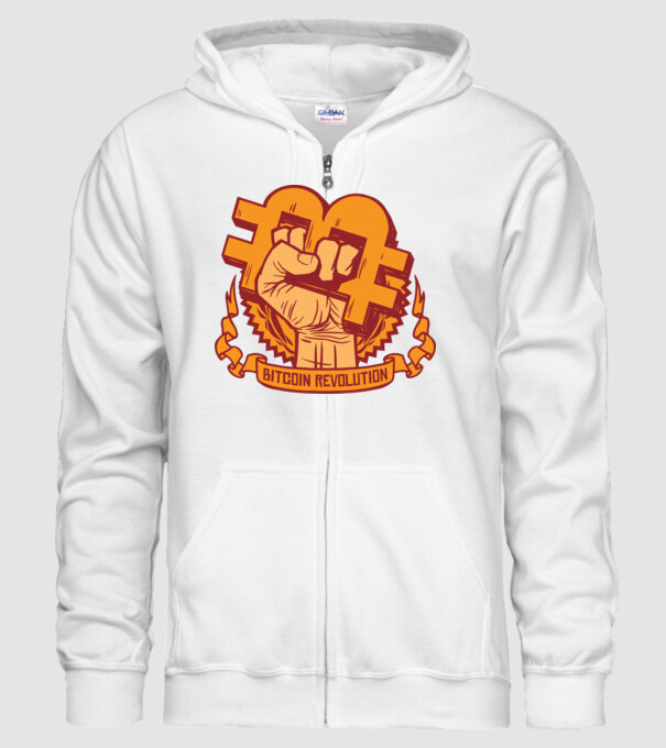 Bitcoin Revolution model alb pe tricou