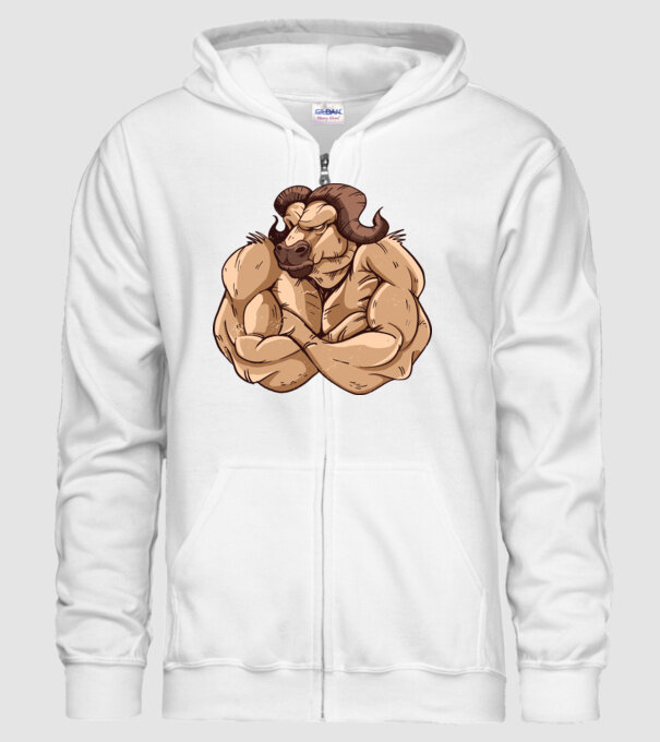 Puternic ca un bivol model alb pe tricou