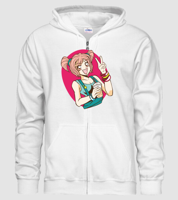 Bobba fată Anime model alb pe tricou